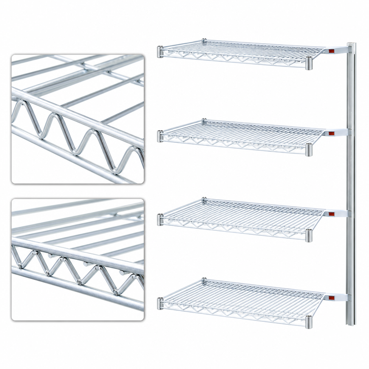 Product image #3 for EAGLEbrite 4-Tier Add-On Wire Shelving Unit, 24 Inch W x 18 Inch D x 74 Inch H, Zinc Finish