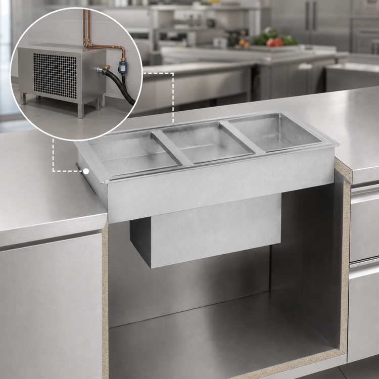 Product image #3 for Atlas Metal WCMX-6 6-Pan Full-Size Drop-In Cold Well, Remote Refrigeration