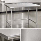 Thumbnail image #3 for Eagle Group Budget Series T36120STB 120-Inch W x 36-Inch D Flat-Top 430 Stainless Steel Work Table with Open Tubular Base