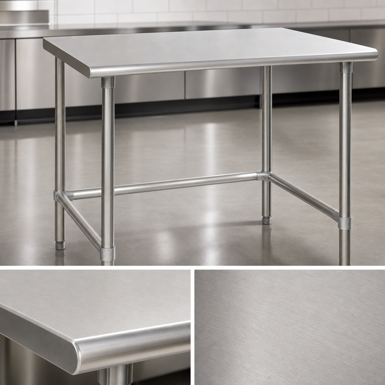 Product image #3 for Eagle Group Budget Series 120-Inch W x 36-Inch D Flat Top Stainless Steel Work Table with Tubular Base