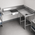Thumbnail image #3 for Eagle Group Right-Hand Corner Soiled Dishtable, 84-Inch Machine Side x 60-Inch End, 16/430 Stainless Steel Top