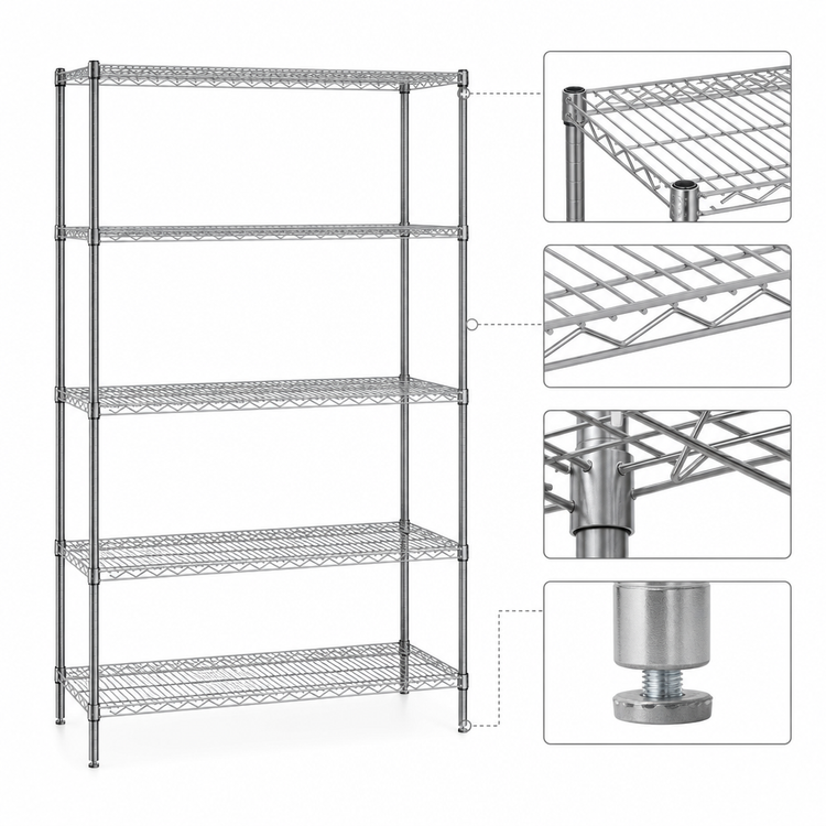 Product image #3 for Eagle Redipak 5-Tier Wire Shelving Unit, 36 x 24 x 74 Inches, Stationary, Pewter Gray Epoxy Finish
