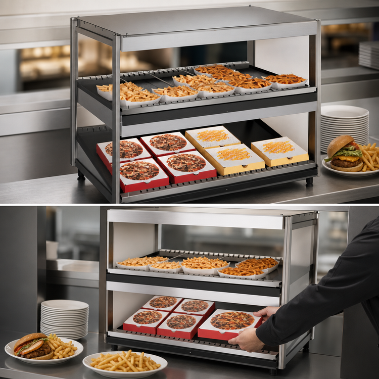 Product image #3 for Hatco Glo-Ray 41-Inch Countertop Pass-Thru Slant/Horizontal High-Watt Hot Food Merchandising Warmer