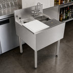 Thumbnail image #4 for Perlick Corporation Top Shelf TSF24PS-SBRT 24-Inch Stainless Steel Underbar Prep Sink with Cutting Board, Glass Rinser & Tool Well Faucet