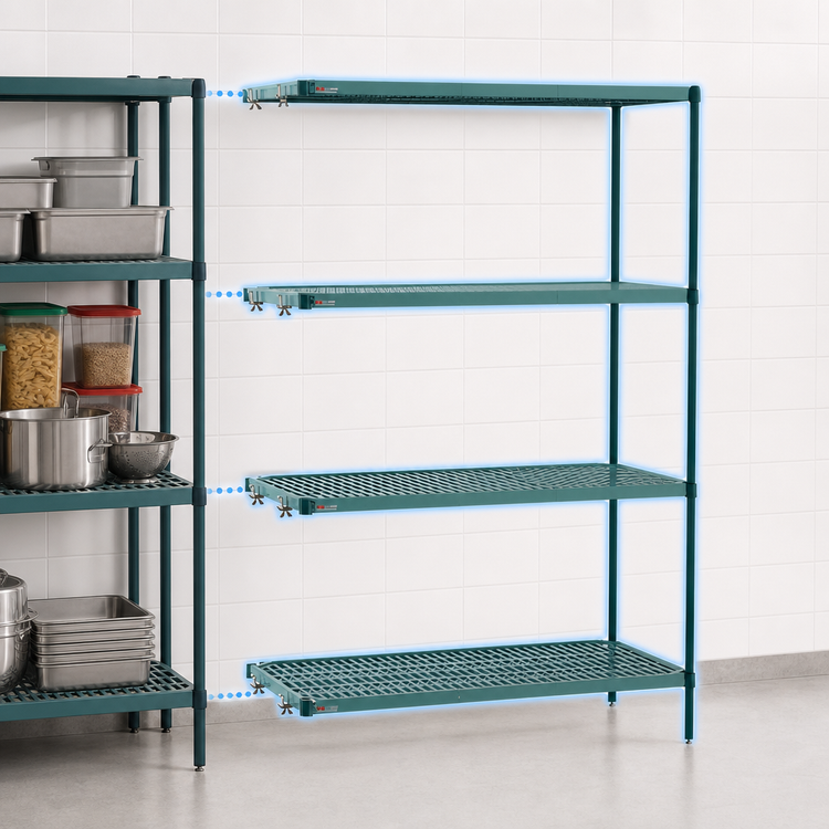 Product image #3 for Metro Super Erecta Pro Add-On Stationary Louvered Polymer Shelving Unit, 24 x 36 x 63 Inches, 4 Shelves