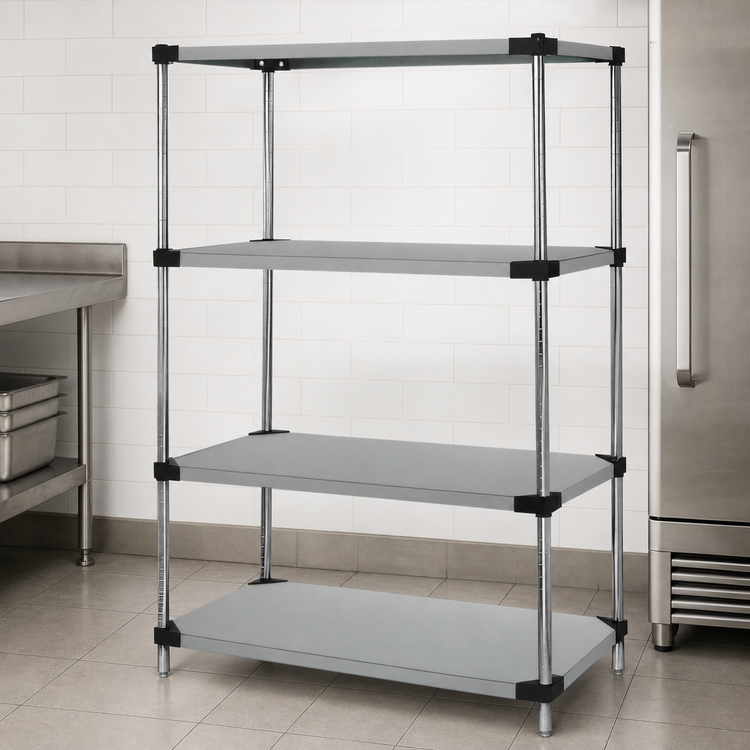 Product image #3 for Quantum 4-Shelf Solid Stainless Steel Shelving Starter Kit, 30 x 24 x 86 Inches