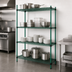 Thumbnail image #3 for Eagle Valu-Gard Quad-Adjust 4-Tier Stationary Wire Shelving Starter Unit, 48W x 18D x 74H, Green Epoxy