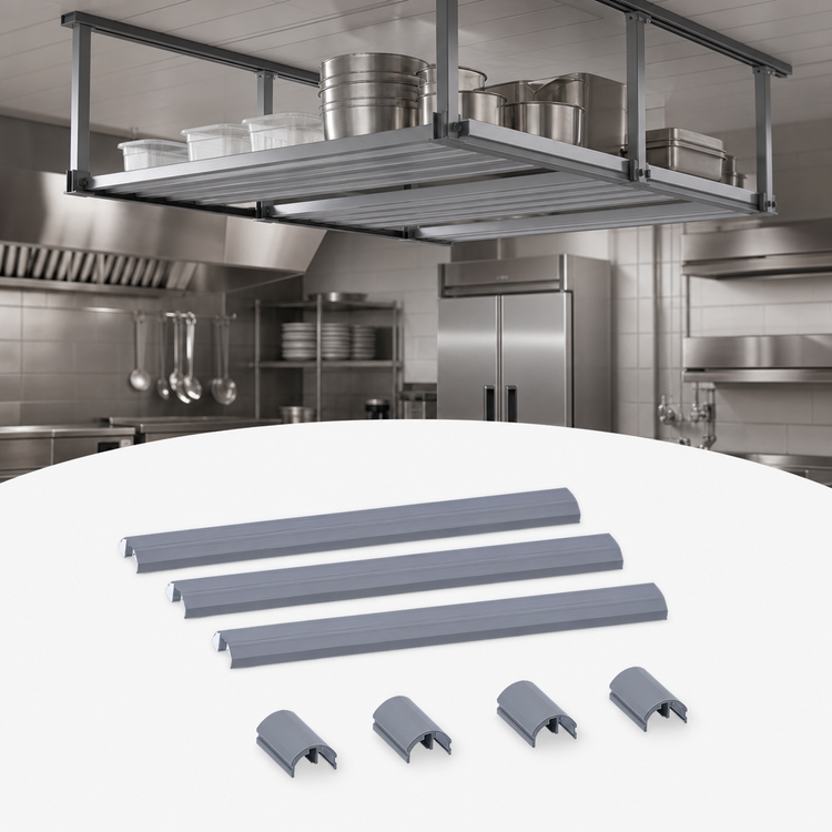 Product image #3 for Quantum Overhead Track Shelving Kit with (2) 20-Foot Tracks and (4) End Plates