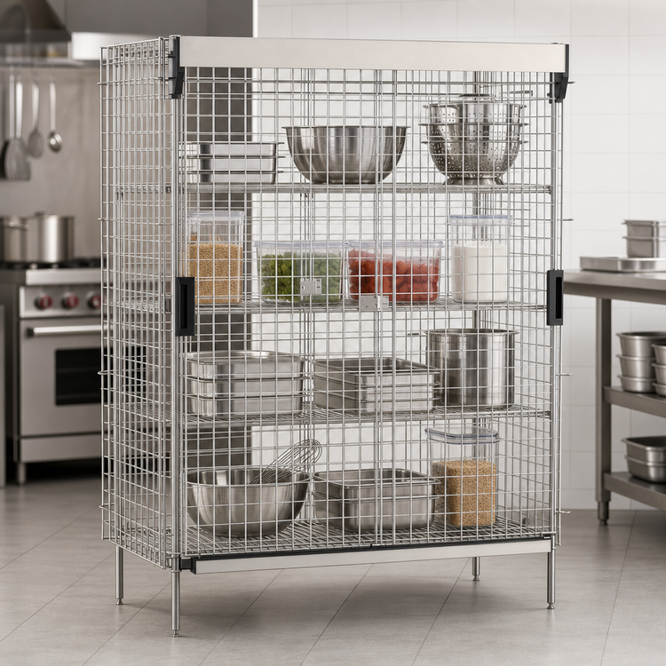 Product image #3 for Metro Super Erecta Stainless Steel Stationary Security Unit with Sliding Doors