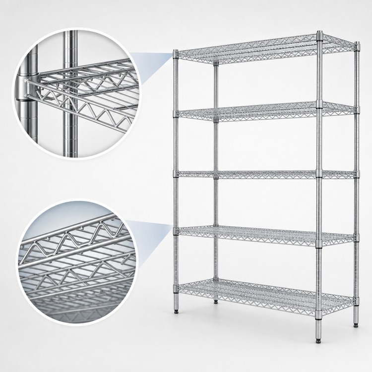 Product image #3 for Eagle Redipak 5-Tier Wire Shelving Unit, 48W x 18D x 74H, Zinc Finish
