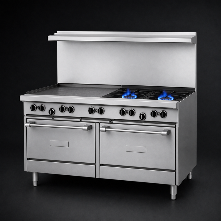 Product image #3 for Garland US Range U Series 60-Inch Gas Restaurant Range with 2 Open Burners, 48-Inch Griddle, Standard Oven and Storage Base