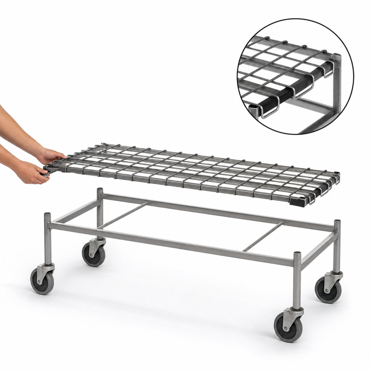 Product image #3 for EagleGard Mobile Wire Dunnage Rack with 5-Inch Casters, 48 W x 21 D x 14 H, 800 lb Capacity