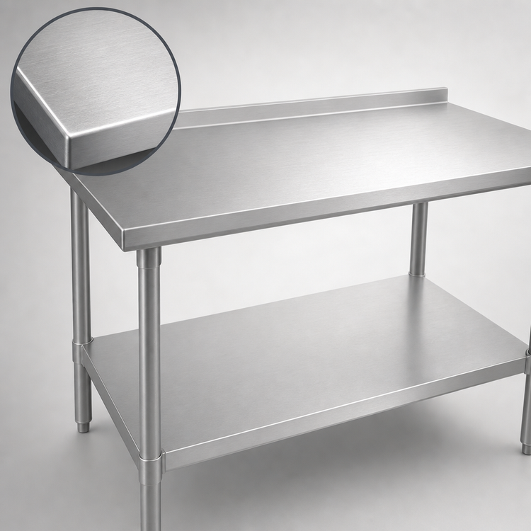Product image #3 for John Boos Stallion 72" W x 30" D 16-Gauge Stainless Steel Work Table with 1-1/2" Rear Backsplash and Undershelf