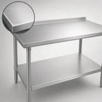 Thumbnail image #3 for John Boos Stallion ST6R1.5-3072SSK 72" W x 30" D 16-Gauge Stainless Steel Work Table with 1-1/2" Backsplash and Adjustable Undershelf