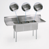 Thumbnail image #3 for BK Resources 3-Compartment Stainless Steel Sink with Dual Drainboards and 9-Inch Backsplash
