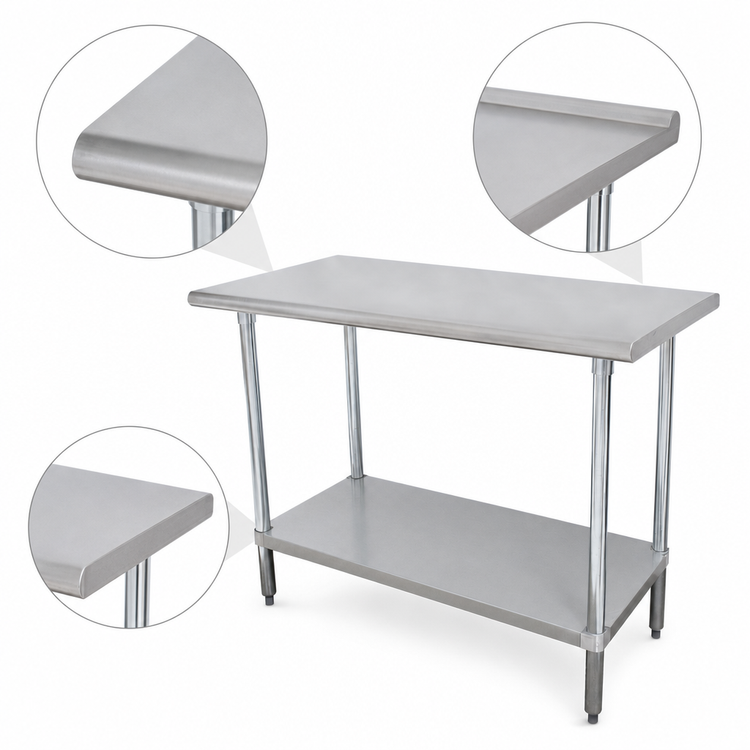 Product image #3 for Advance Tabco Special Value Series Flat Top Stainless Steel Work Table with Adjustable Undershelf, 60 x 36 Inches, 16 Gauge 430 Top