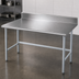 Thumbnail image #3 for Advance Tabco 120-Inch x 24-Inch 16-Gauge 304 Stainless Steel Work Table with 5-Inch Backsplash and Open Galvanized Base