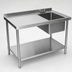 Thumbnail image #3 for 60 Inch x 24 Inch Right-Side Prep Sink Work Table with 18/304 Stainless Steel Top and Undershelf