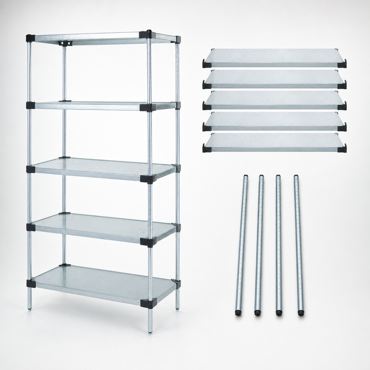 Product image #3 for Quantum 24-Inch Wide x 18-Inch Deep x 86-Inch High Stationary Solid Shelving Starter Kit