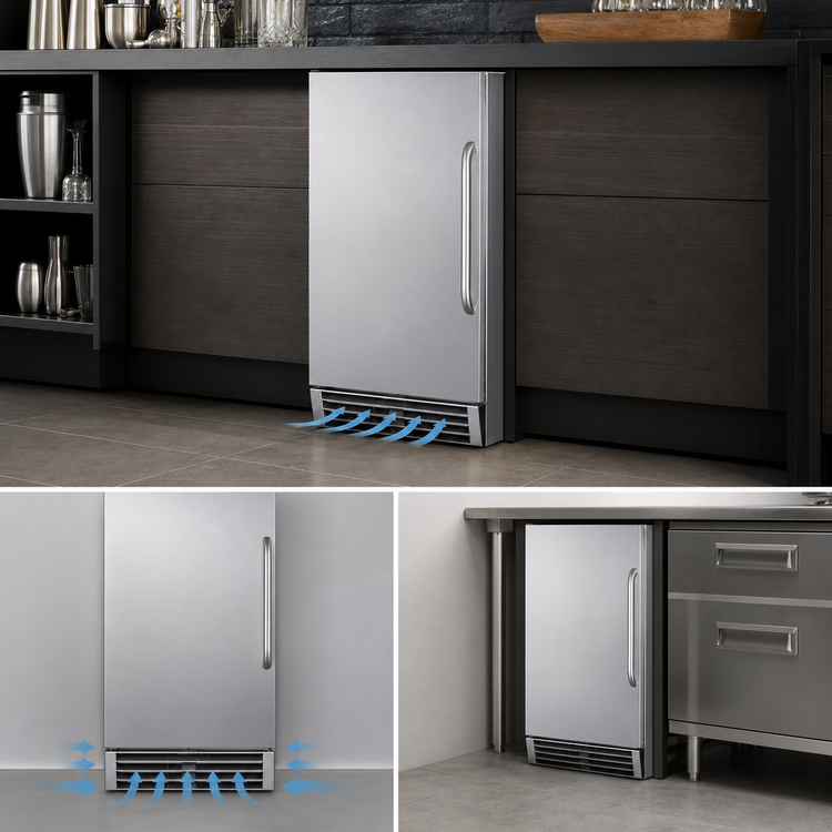 Product image #4 for Summit Commercial Front-Breathing Automatic Undercounter Air-Cooled Cube Ice Maker with 25 lb Bin, 50 lb/Day Production