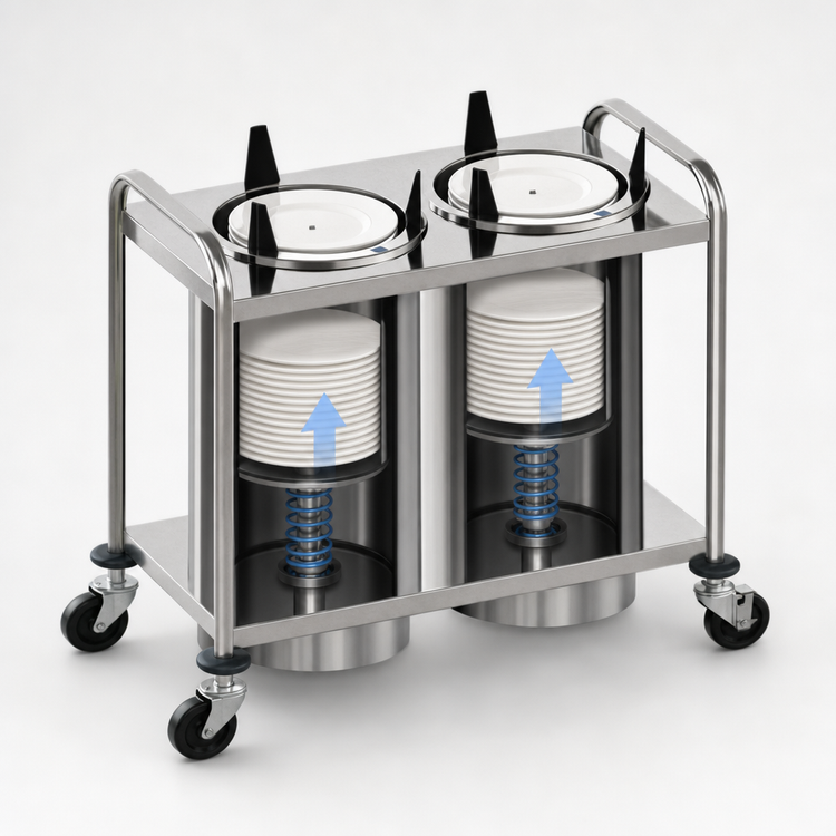 Product image #3 for Atlas Metal 2-Stack Unheated Mobile Open Plate Dispenser for 5-3/4-Inch Dishes