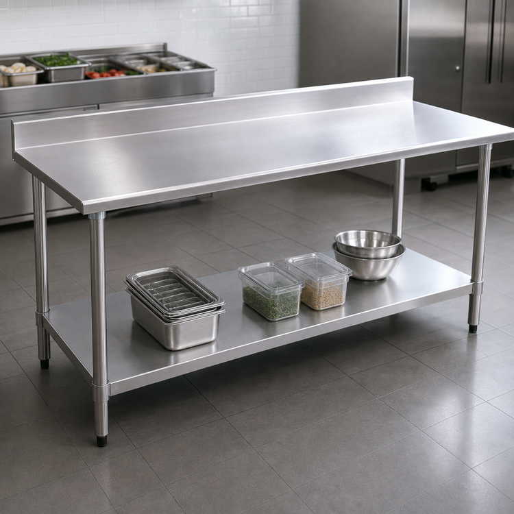 Product image #3 for Eagle Spec-Master 120-Inch x 24-Inch Stainless Steel Work Table with 4-1/2-Inch Backsplash and Adjustable Undershelf