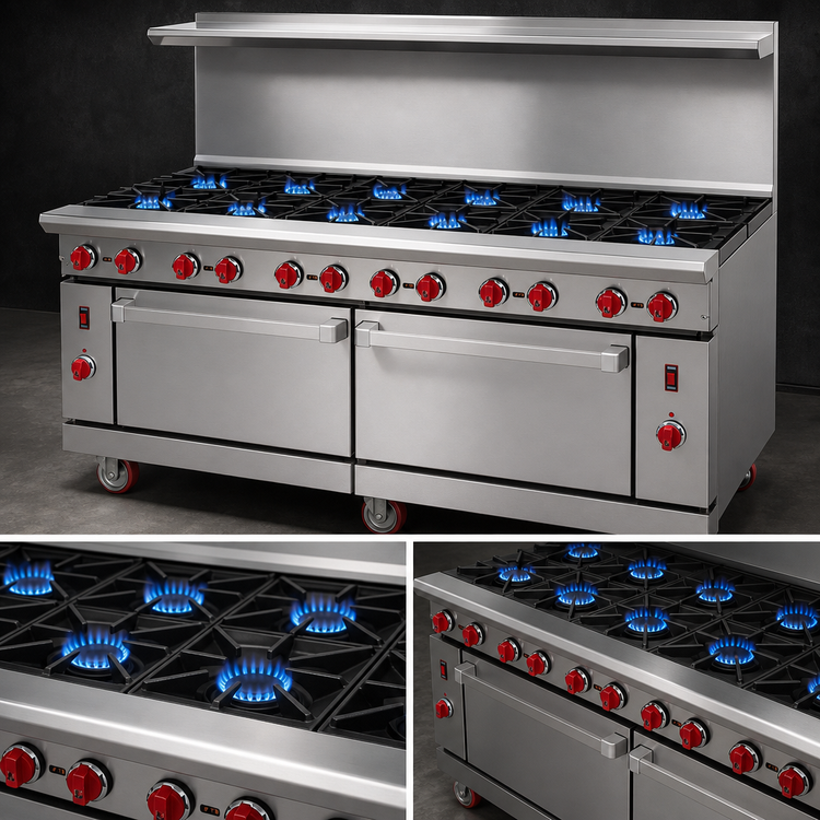 Product image #3 for American Range 72-Inch Gas Range with 12 Open Burners and 2 Convection Ovens