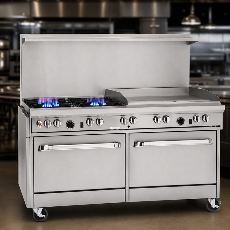 Product image #3 for Southbend Ultimate 60-Inch Gas Restaurant Range with 48-Inch Thermostatic Griddle, Open Burners, Standard Oven, and Convection Oven
