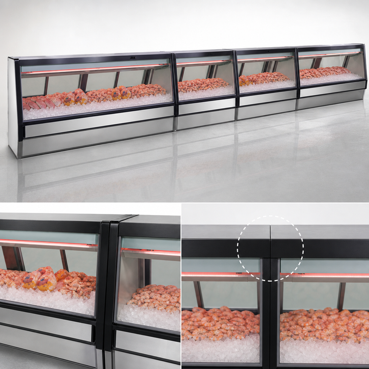 Product image #3 for Howard-McCray 40E Series Remote Single Duty Fish and Poultry Service Case, Straight Glass, Endless Design, 148.5-Inch