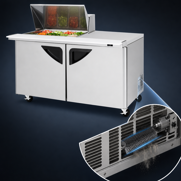 Product image #3 for Turbo Air Super Deluxe 60-Inch Mega Top Sandwich/Salad Prep Table Refrigerator, 2-Section, 12-Pan, 19 Cu. Ft.