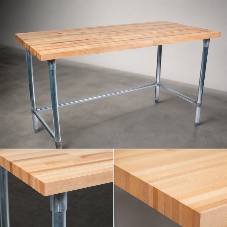 Product image #3 for John Boos SNB11A 108-Inch x 30-Inch Wood Top Work Table with Stainless Steel Base and Bracing