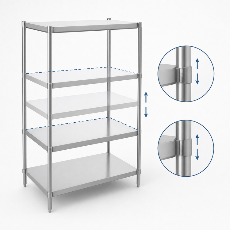 Product image #3 for John Boos Stainless Steel Dry Storage Shelving Unit with 3 Adjustable Shelves, 42 x 24 x 60 Inches
