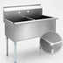 Thumbnail image #3 for Eagle Group Two-Compartment Utility Sink, 37-3/8 in. W x 22 in. D, 16 Gauge 304 Stainless Steel, 8 in. Backsplash