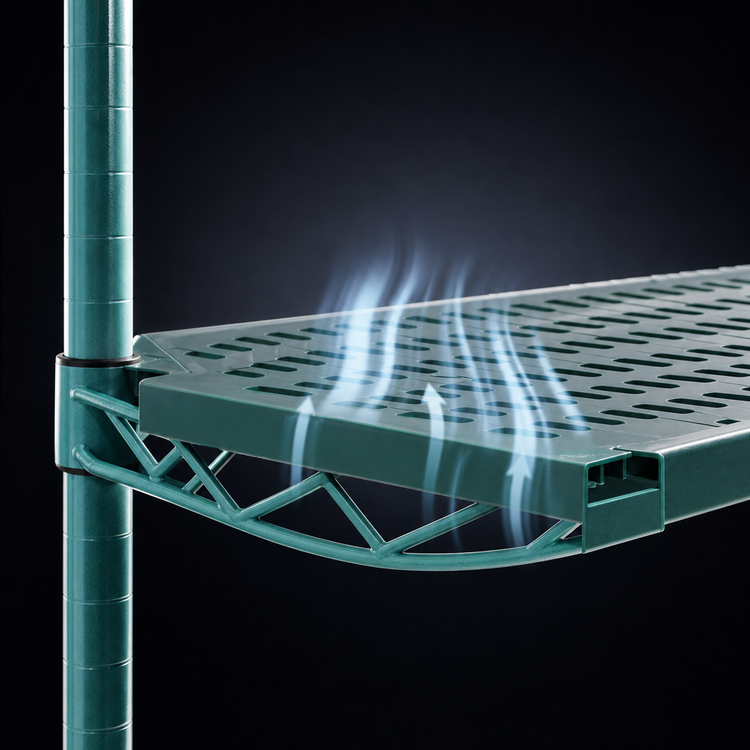 Product image #3 for QuadPLUS 60" x 24" Louvered Polymer Shelf Mat with MICROGARD Antimicrobial Protection