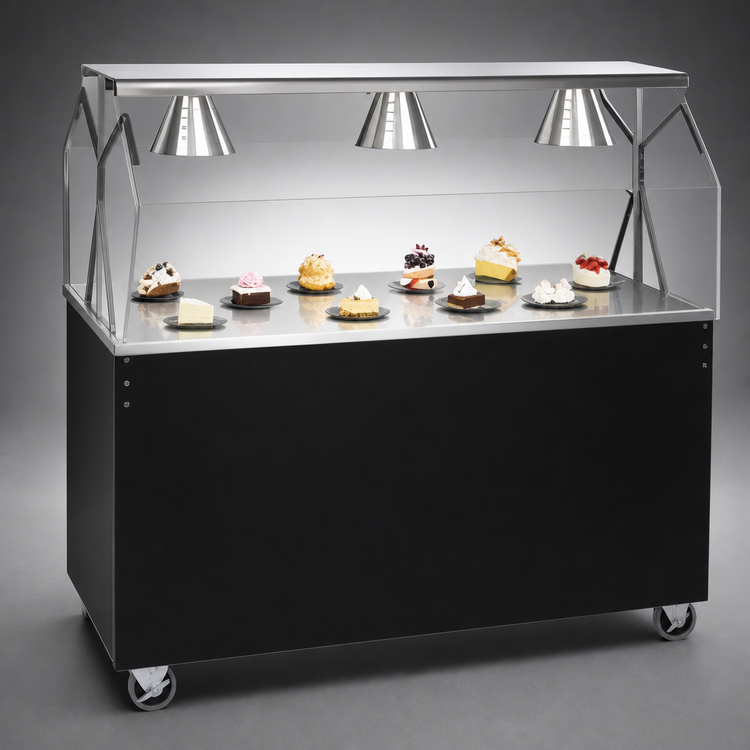 Product image #3 for Vollrath 2-Series Affordable Portable 46-Inch Stainless Steel Utility Station with Open Storage Base and Buffet Breath Guard