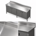 Thumbnail image #3 for John Boos 84-Inch x 30-Inch Enclosed Base Stainless Steel Work Table with Hinged Doors and 5-Inch Backsplash