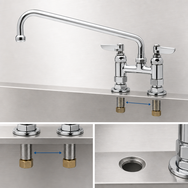 Product image #3 for T&S Brass Deck Mount Mixing Faucet with 12-Inch Swing Nozzle and 4-Inch Centers