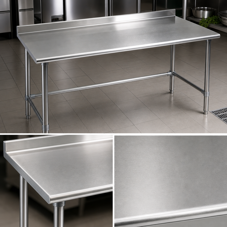 Product image #3 for Eagle Deluxe Series Commercial Stainless Steel Work Table, 72 x 24 Inches, with Rear Up-Turn