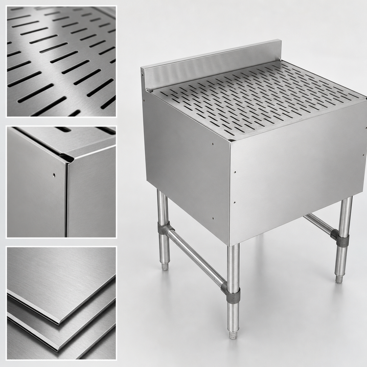 Product image #3 for Slim-Line Freestanding Stainless Steel Underbar Drainboard with 3-Inch Backsplash, 18 x 18 x 32-1/2 Inches