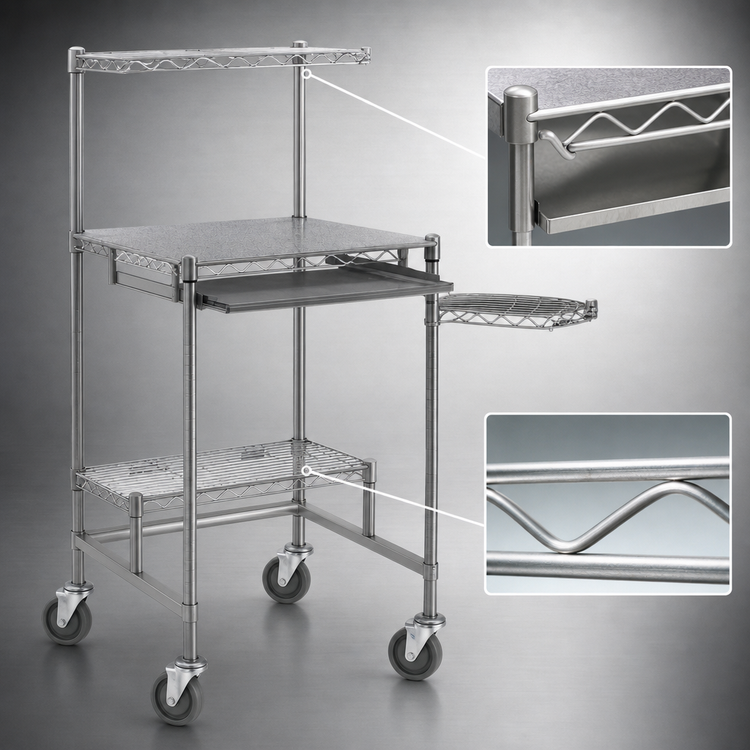 Product image #3 for Eagle Group 24" x 24" Mobile Stainless Steel Computer Workstation with Keyboard Drawer