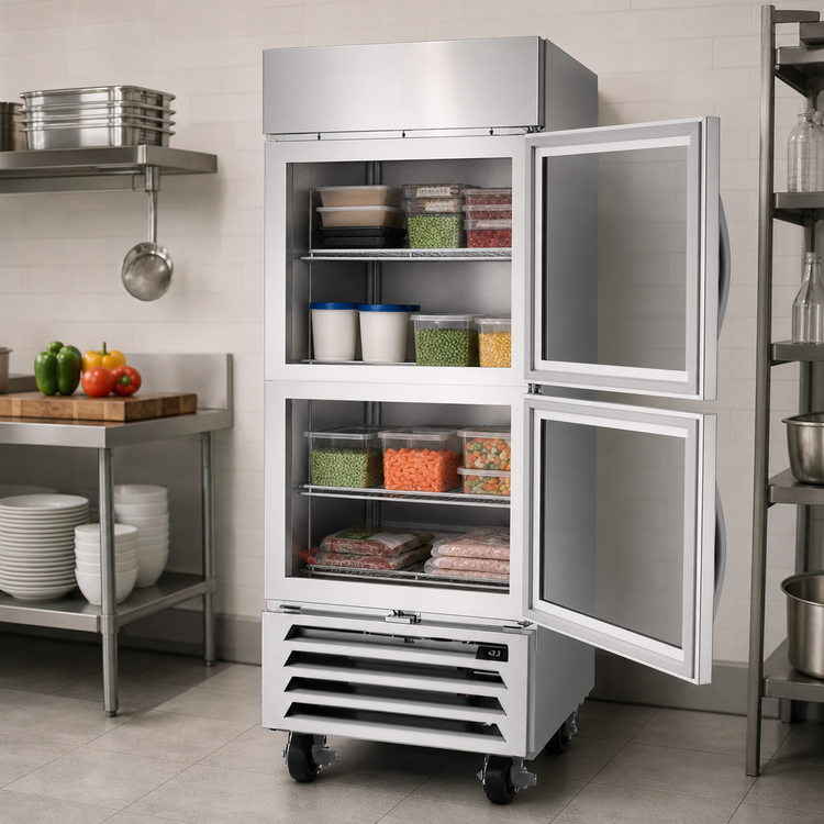 Product image #3 for Beverage-Air Horizon Series One-Section Reach-In Freezer with Glass Half Doors, 23.32 Cu. Ft.