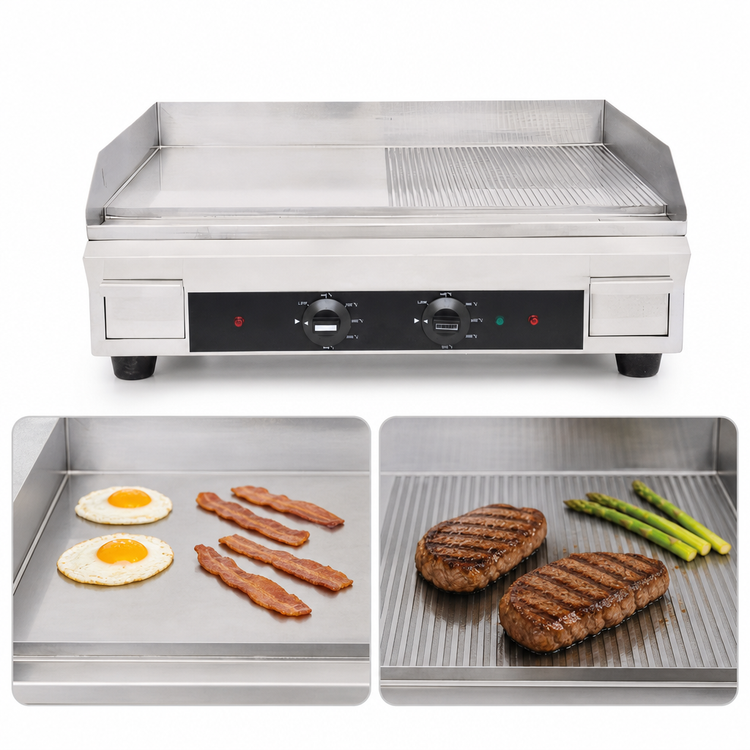 Product image #3 for Omcan USA 24-Inch Countertop Electric Griddle with Half Ribbed/Half Smooth Surface