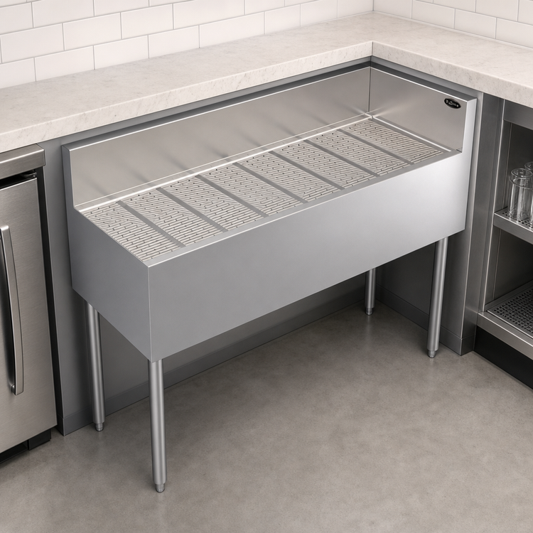 Product image #3 for Krowne Royal Series Stainless Steel Free Standing Underbar Corner Drainboard with Right End Return, 48 Inch
