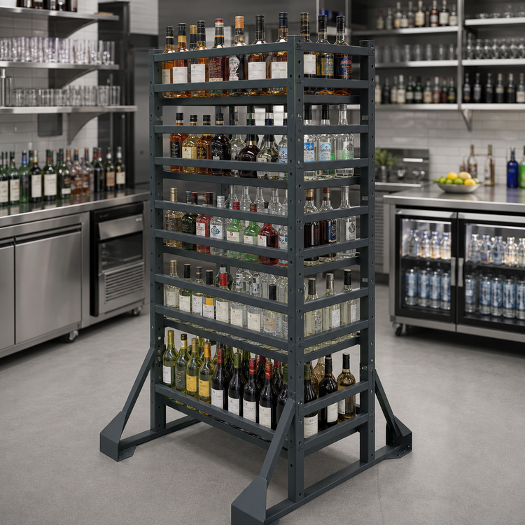 Product image #3 for Quantum Double-Sided Back Bar Cooler Rail Rack, 36 x 20 x 53 Inches, 12 Rails