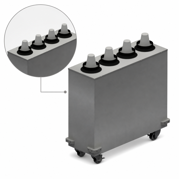 Product image #3 for BK Resources Mobile Cup Dispenser with 4 Inline Dispensers, 12 x 33 x 31 Inches
