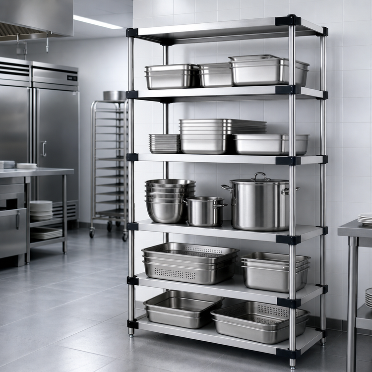 Product image #3 for Quantum 54-Inch x 21-Inch x 63-Inch Solid Stainless Steel Shelving Starter Kit