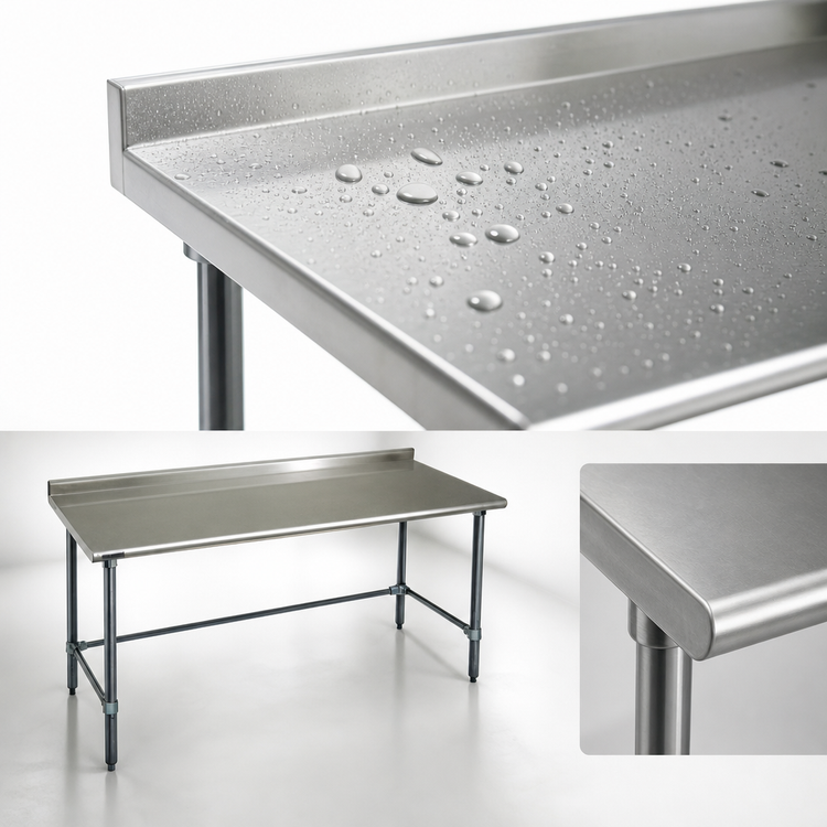 Product image #3 for BlendPort® Budget Series 30" x 30" Corner Stainless Steel Work Table with 1-1/2" Rear Upturn