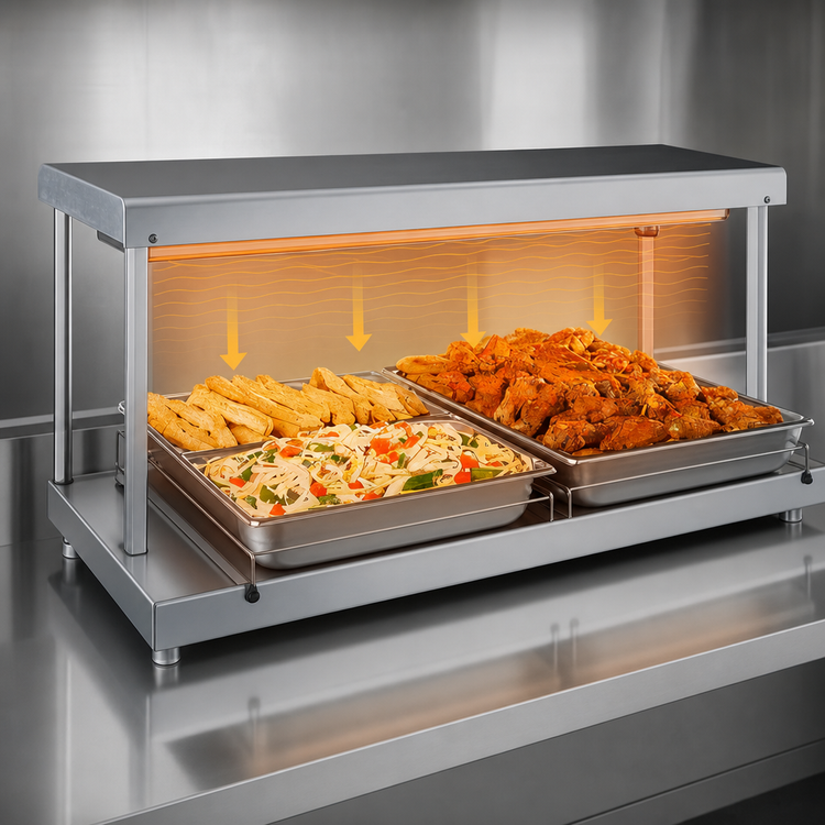 Product image #3 for Hatco Glo-Ray® 42-Inch Freestanding Heated Shelf, 17-1/2-Inch Deep, Stainless Steel Top, Aluminum Base