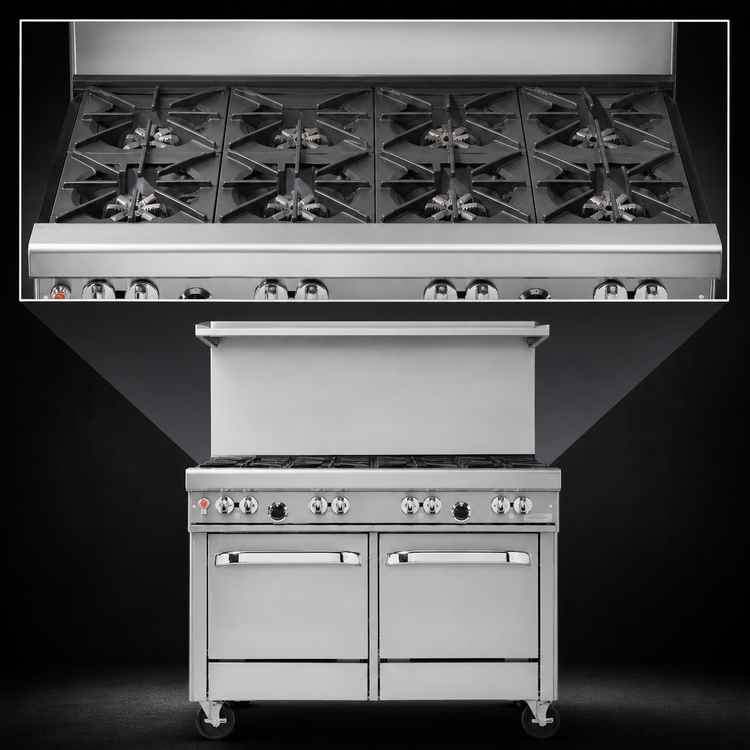 Product image #3 for Southbend Ultimate 48-Inch Gas Restaurant Range with 8 Star/Sauté Burners and 2 Space Saver Ovens