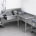 Thumbnail image #3 for John Boos Pro-Bowl Island L-Shaped Soiled Dishtable with Pre-Rinse Sink Bowl, Right-to-Left Operation, 60